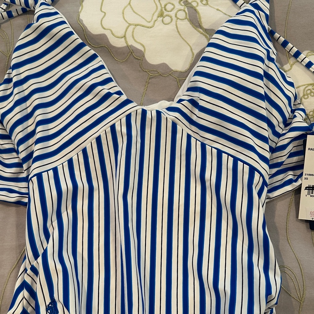 NWT- Ralph Lauren Blue and White Striped Swimwear- Size XS - Picture 3 of 5
